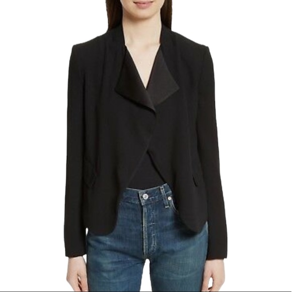 Theory $455 Kensington Blazer Black Peplum Open 2 Jacket - Picture 4 of 11